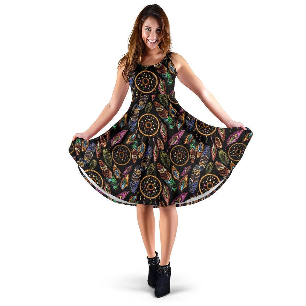 Boho Peacock Dream Catcher Feather Dress-grizzshop