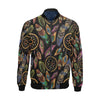 Boho Peacock Dream Catcher Feather Pattern Print Men's Bomber Jacket-grizzshop