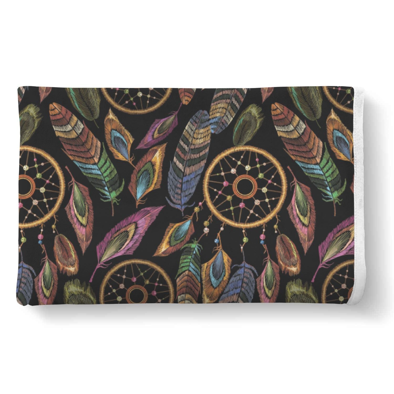 Boho Peacock Dream Catcher Feather Pattern Print Throw Blanket-grizzshop