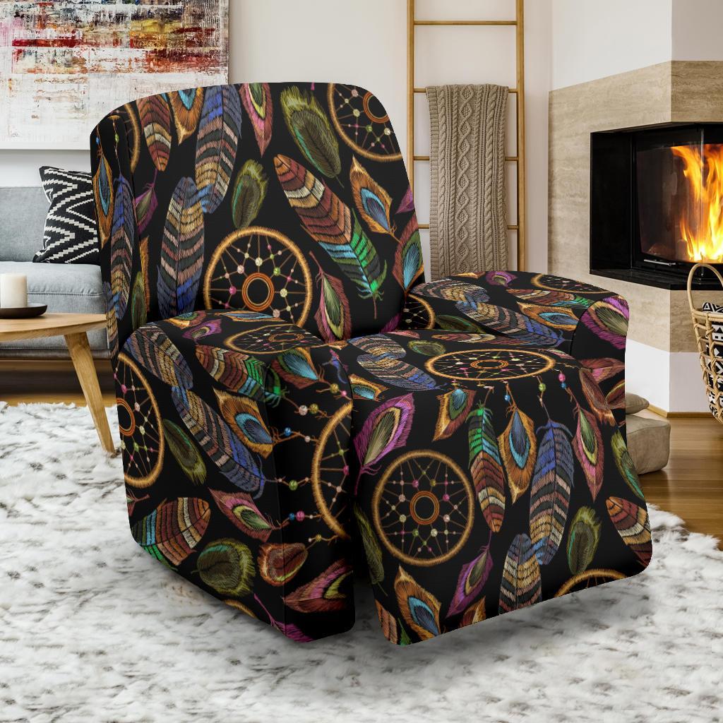 Boho Peacock Dream Catcher Feather Recliner Cover-grizzshop