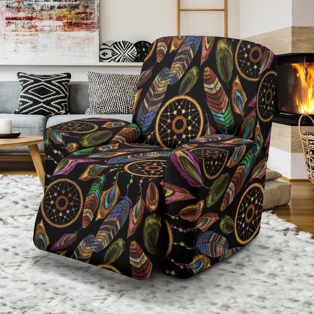 Boho Peacock Dream Catcher Feather Recliner Cover-grizzshop