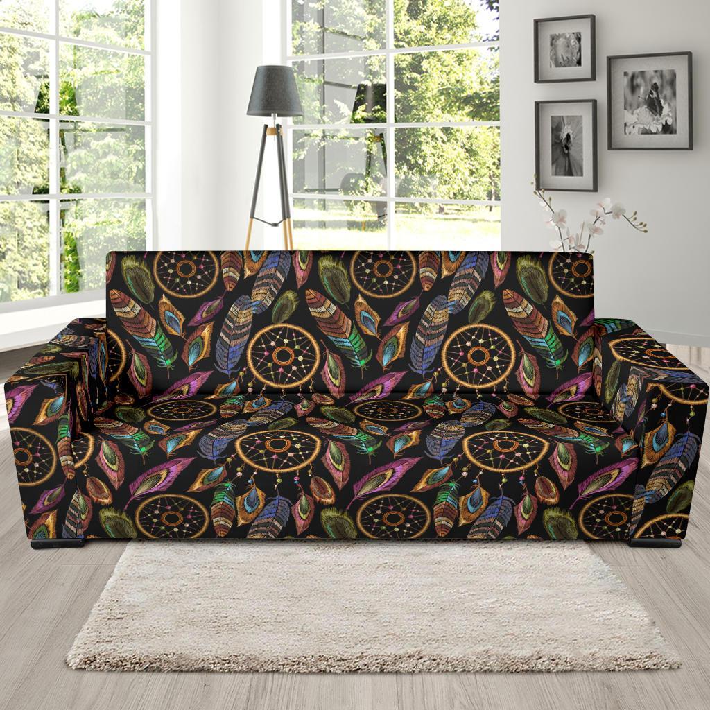 Boho Peacock Dream Catcher Feather Sofa Covers-grizzshop