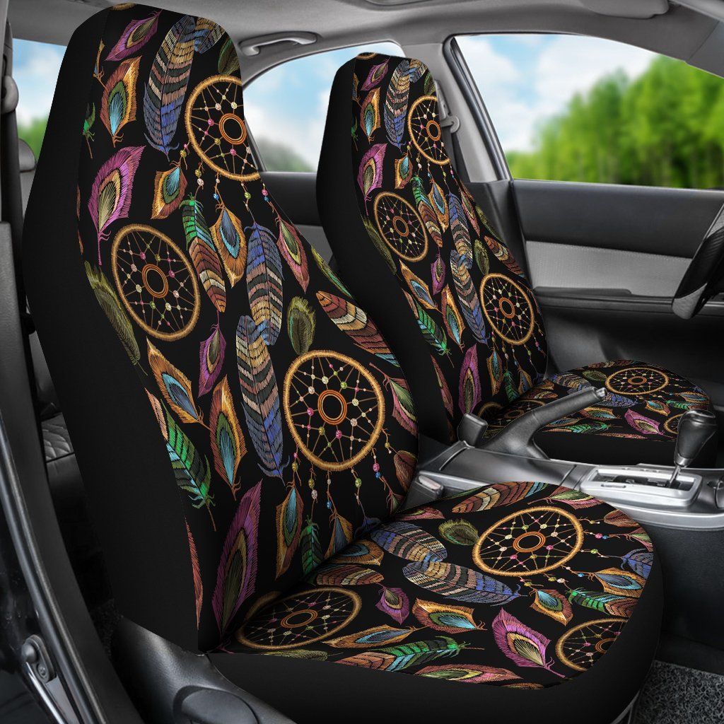 Boho Peacock Dream Catcher Feather Universal Fit Car Seat Cover-grizzshop