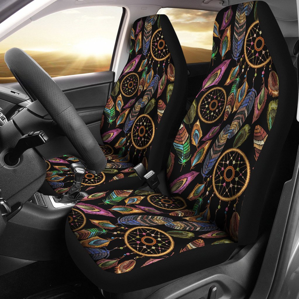 Boho Peacock Dream Catcher Feather Universal Fit Car Seat Cover-grizzshop