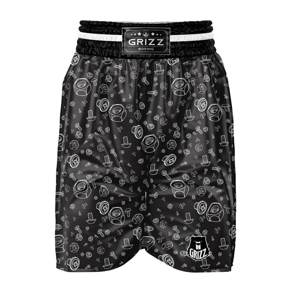 Bolts and Mechanic Nuts Print Pattern Boxing Shorts-grizzshop