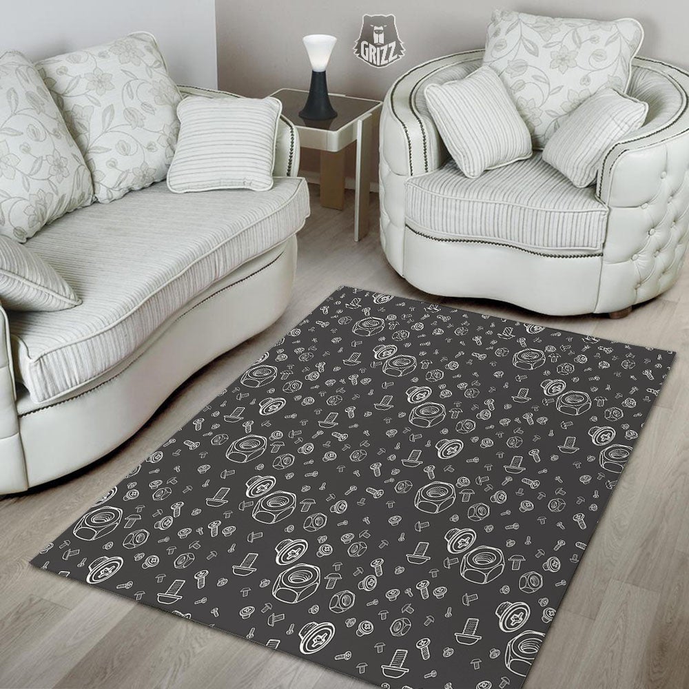 Bolts and Mechanic Nuts Print Pattern Floor Mat-grizzshop
