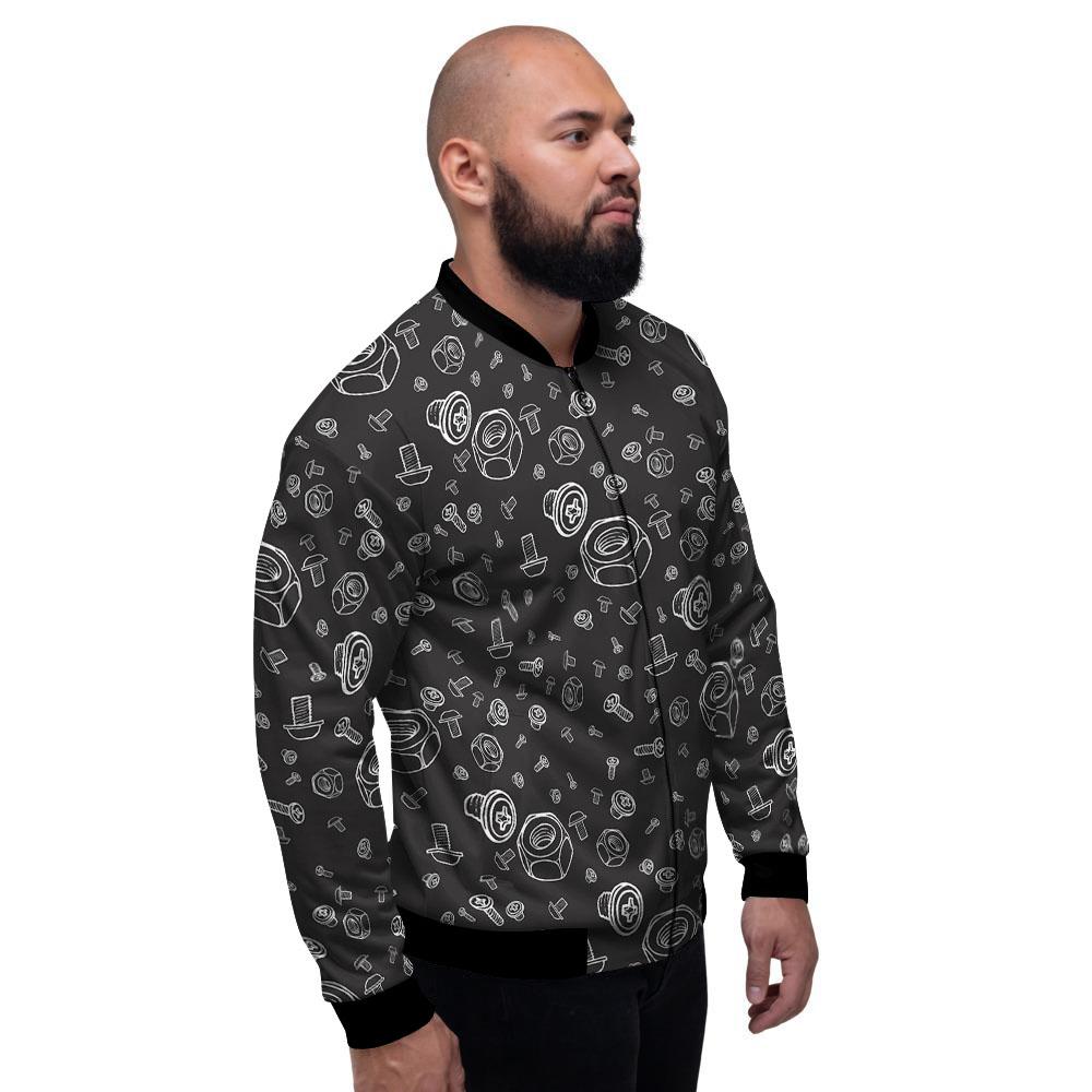 Bolts and Mechanic Nuts Print Pattern Men's Bomber Jacket-grizzshop