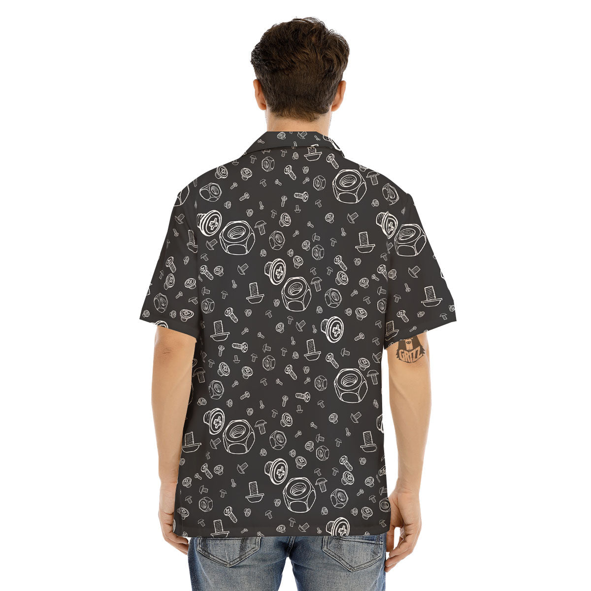 Bolts and Mechanic Nuts Print Pattern Men's Hawaiian Shirt-grizzshop