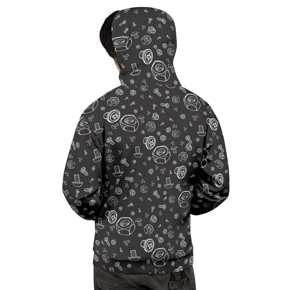 Bolts and Mechanic Nuts Print Pattern Men's Hoodie-grizzshop