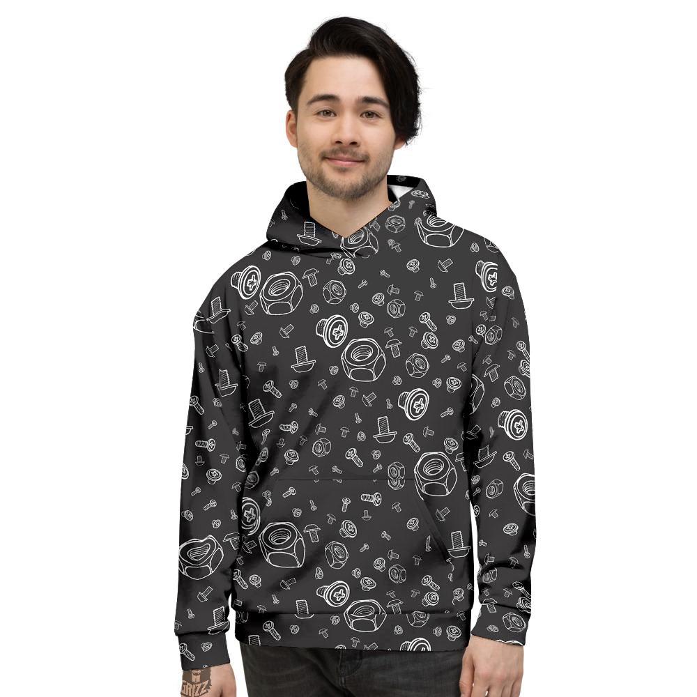 Bolts and Mechanic Nuts Print Pattern Men's Hoodie-grizzshop