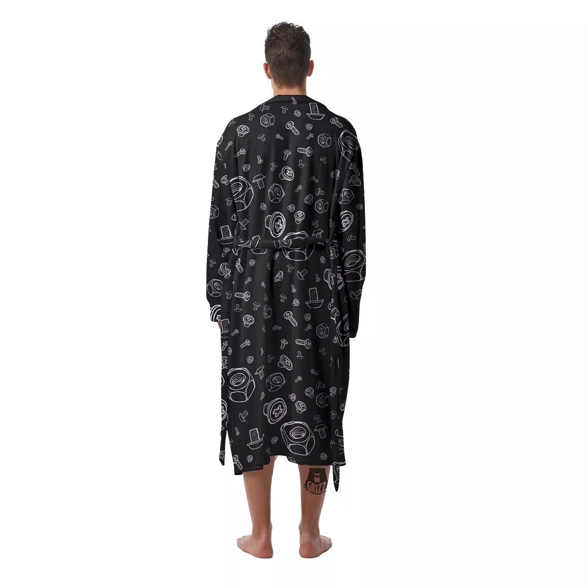 Bolts and Mechanic Nuts Print Pattern Men's Robe-grizzshop