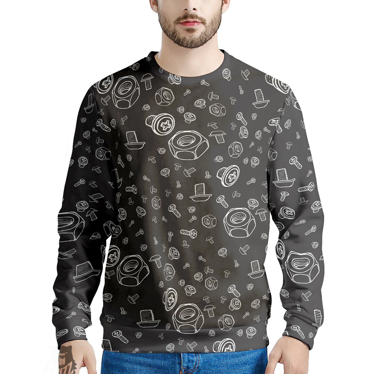 Bolts and Mechanic Nuts Print Pattern Men's Sweatshirt-grizzshop