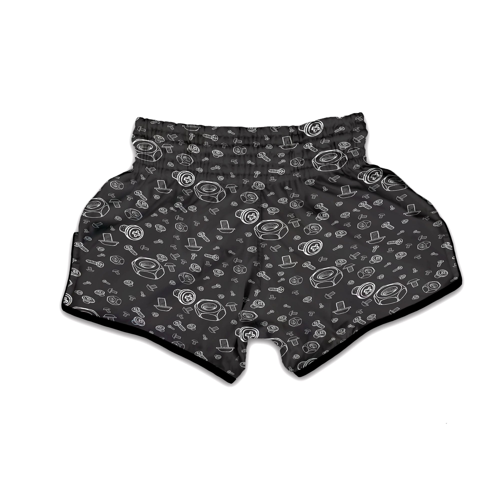 Bolts and Mechanic Nuts Print Pattern Muay Thai Boxing Shorts-grizzshop