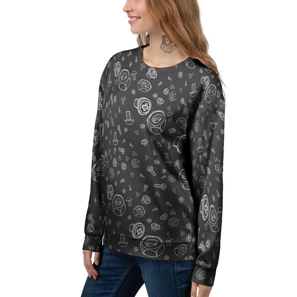 Bolts and Mechanic Nuts Print Pattern Women's Sweatshirt-grizzshop