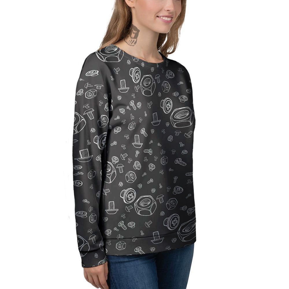 Bolts and Mechanic Nuts Print Pattern Women's Sweatshirt-grizzshop