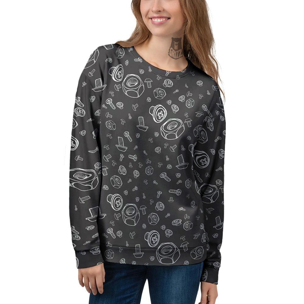 Bolts and Mechanic Nuts Print Pattern Women's Sweatshirt-grizzshop