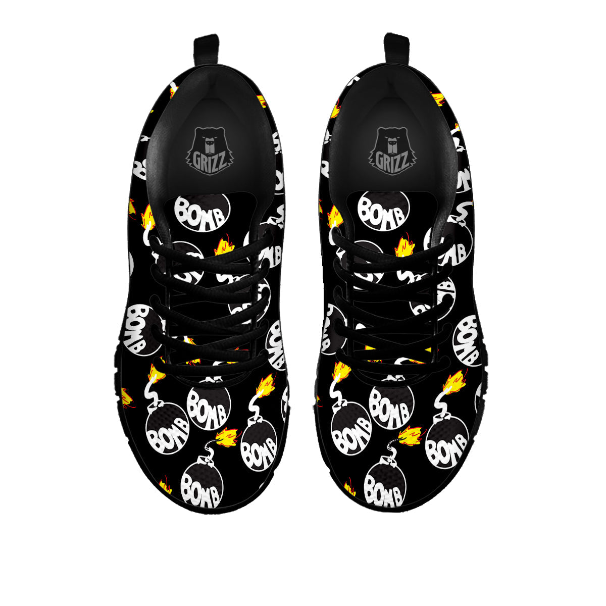 Bomb And Fire Print Pattern Black Sneaker-grizzshop