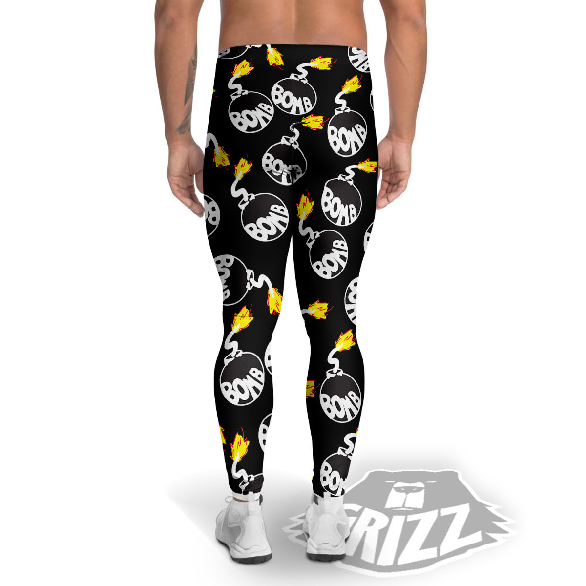 Bomb And Fire Print Pattern Men's Leggings-grizzshop