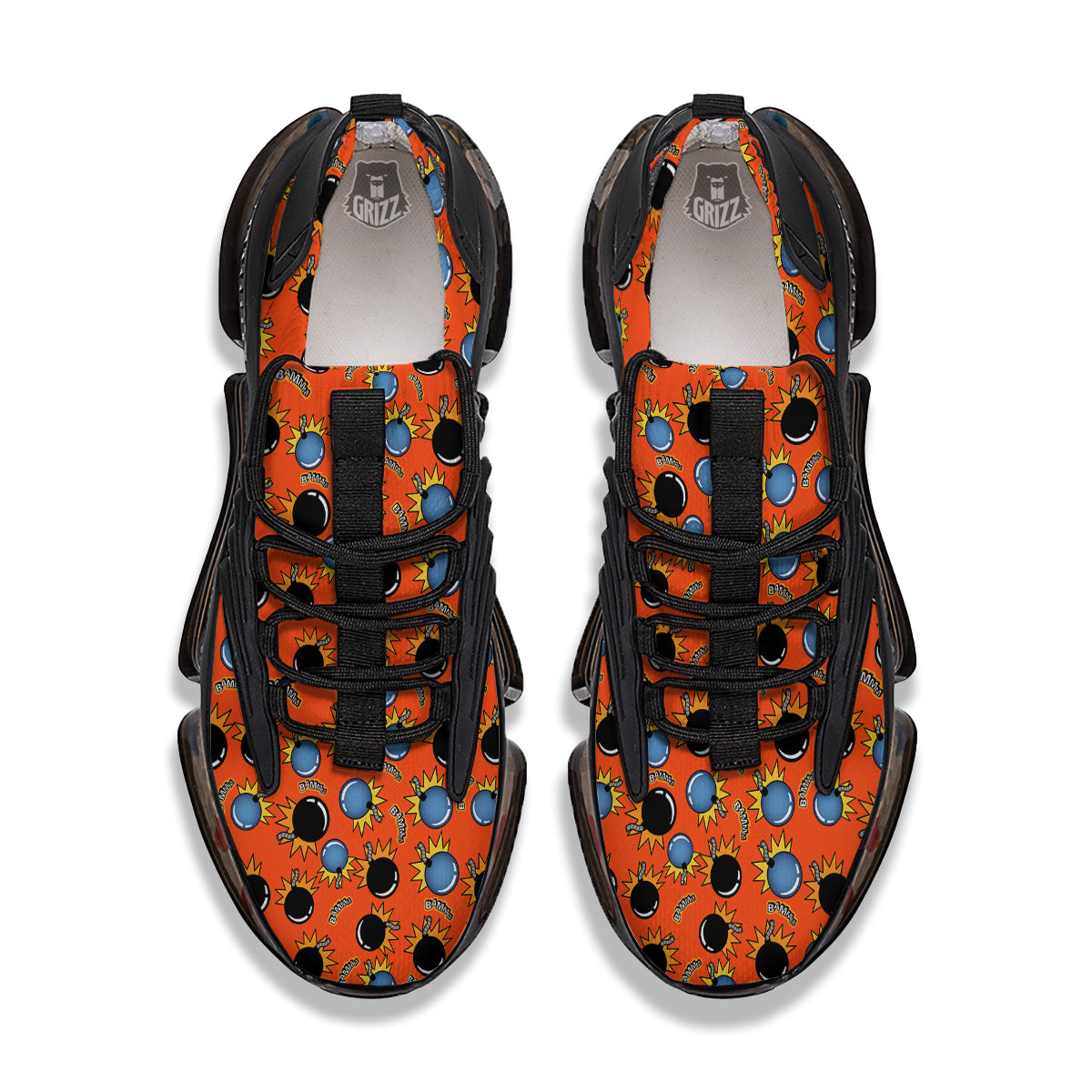 Bomb Bamm Print Pattern Black Gym Shoes-grizzshop