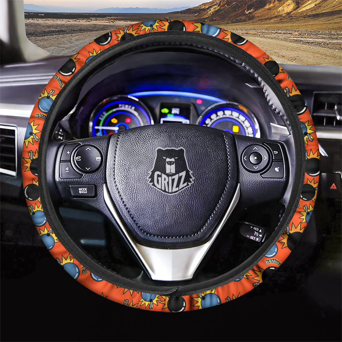 Bomb Bamm Print Pattern Car Steering Wheel Cover-grizzshop