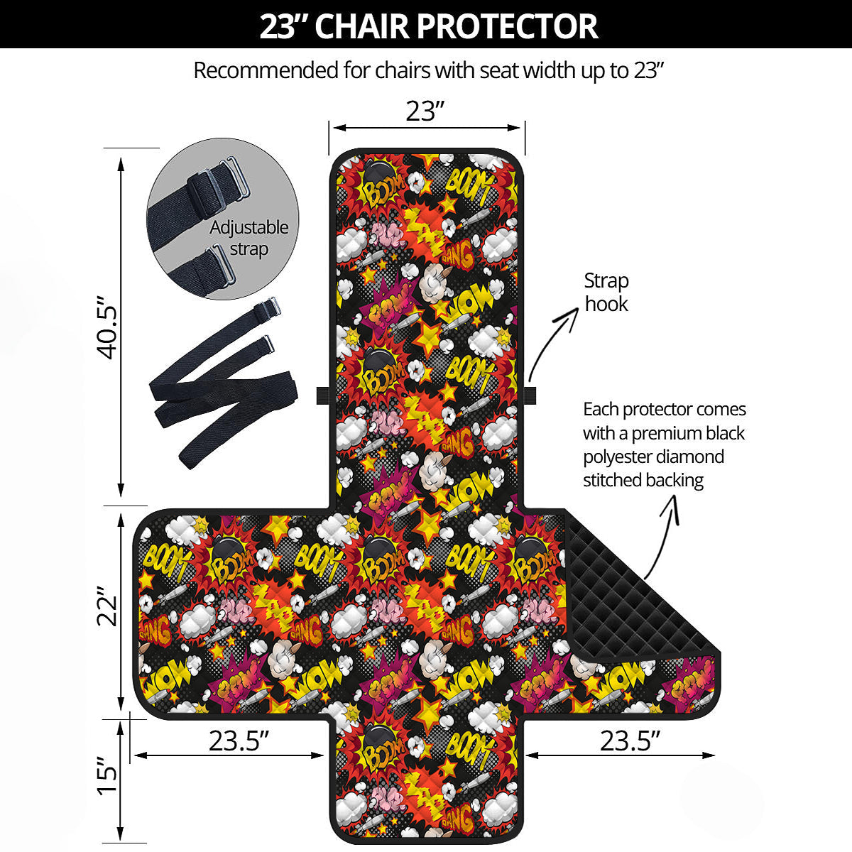 Bomb Boom Comic Graffiti Print Pattern Armchair Protector-grizzshop