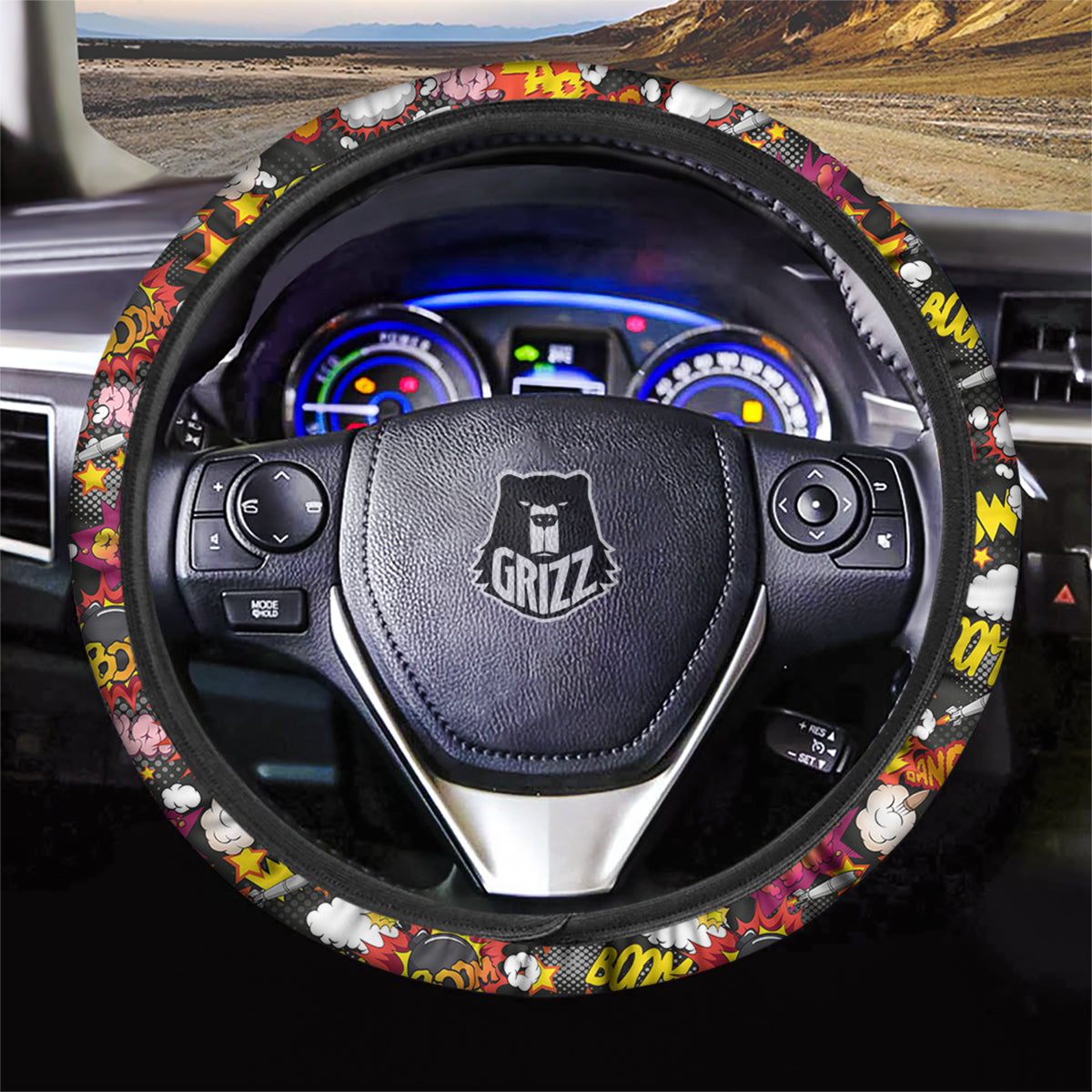 Bomb Boom Comic Graffiti Print Pattern Car Steering Wheel Cover-grizzshop