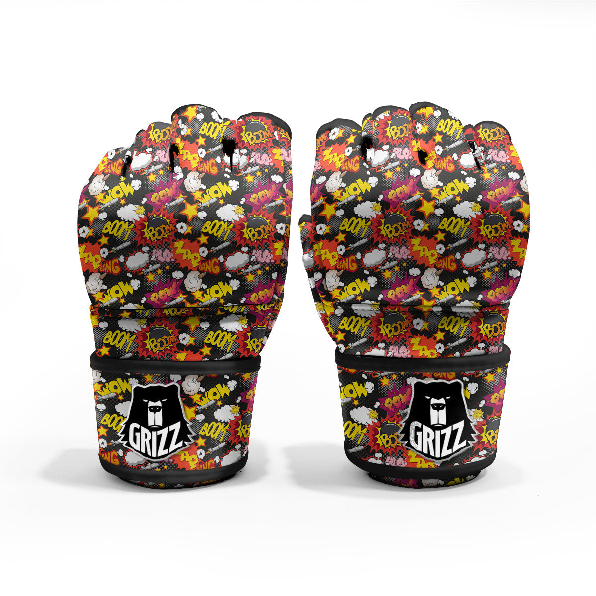 Bomb Boom Comic Graffiti Print Pattern MMA Gloves-grizzshop