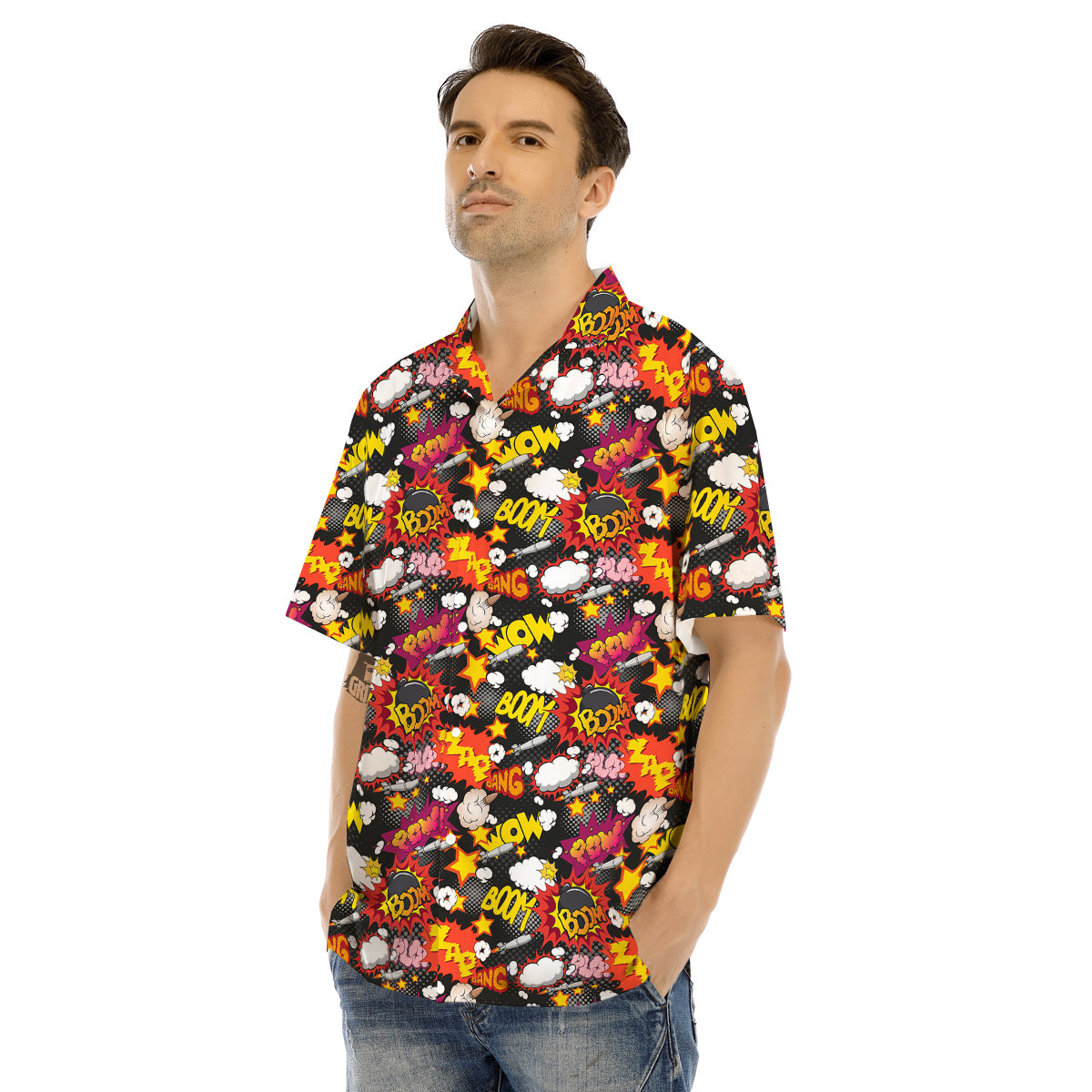 Bomb Boom Comic Graffiti Print Pattern Men's Hawaiian Shirt-grizzshop
