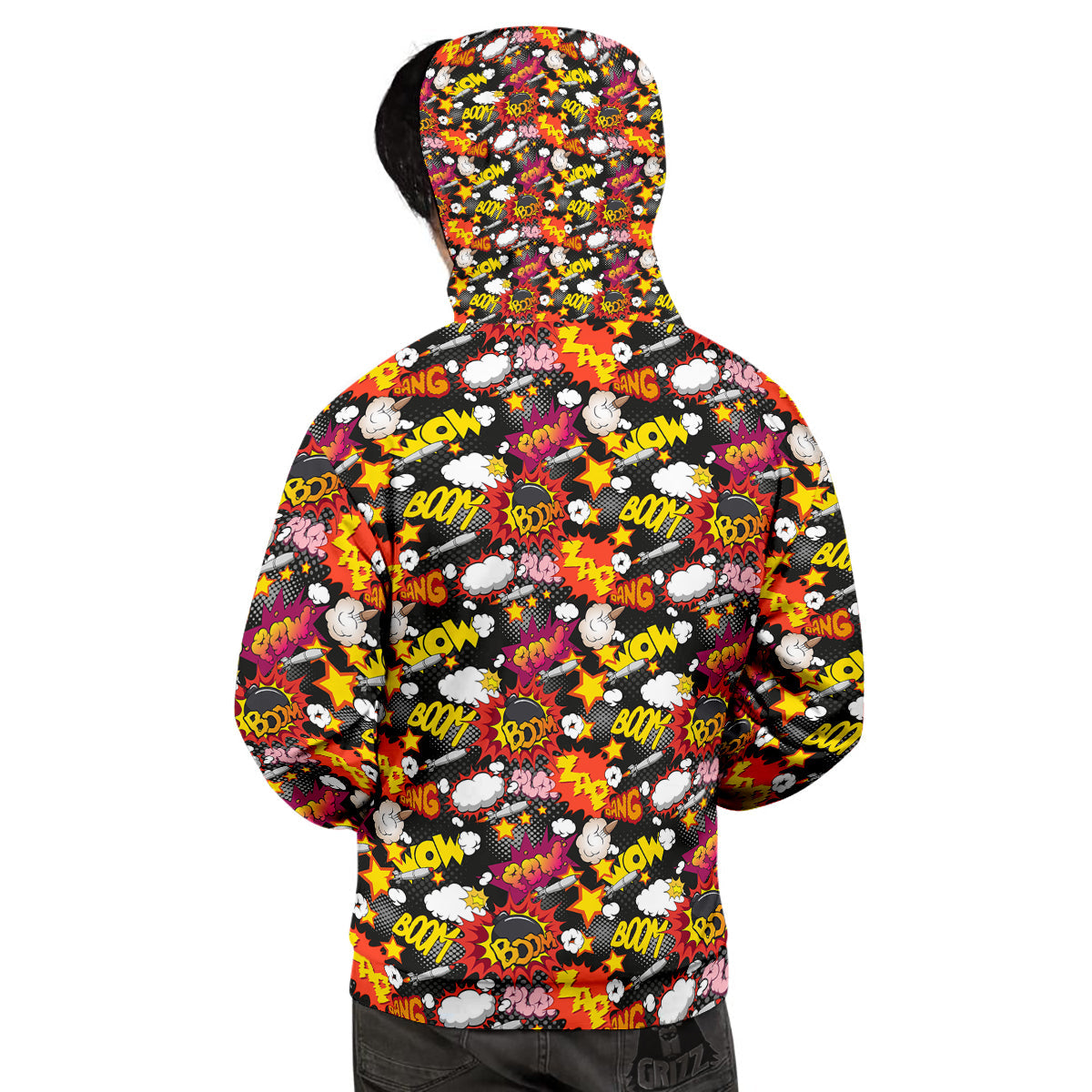 Bomb Boom Comic Graffiti Print Pattern Men's Hoodie-grizzshop