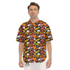 Bomb Boom Comic Graffiti Print Pattern Men's Short Sleeve Shirts-grizzshop