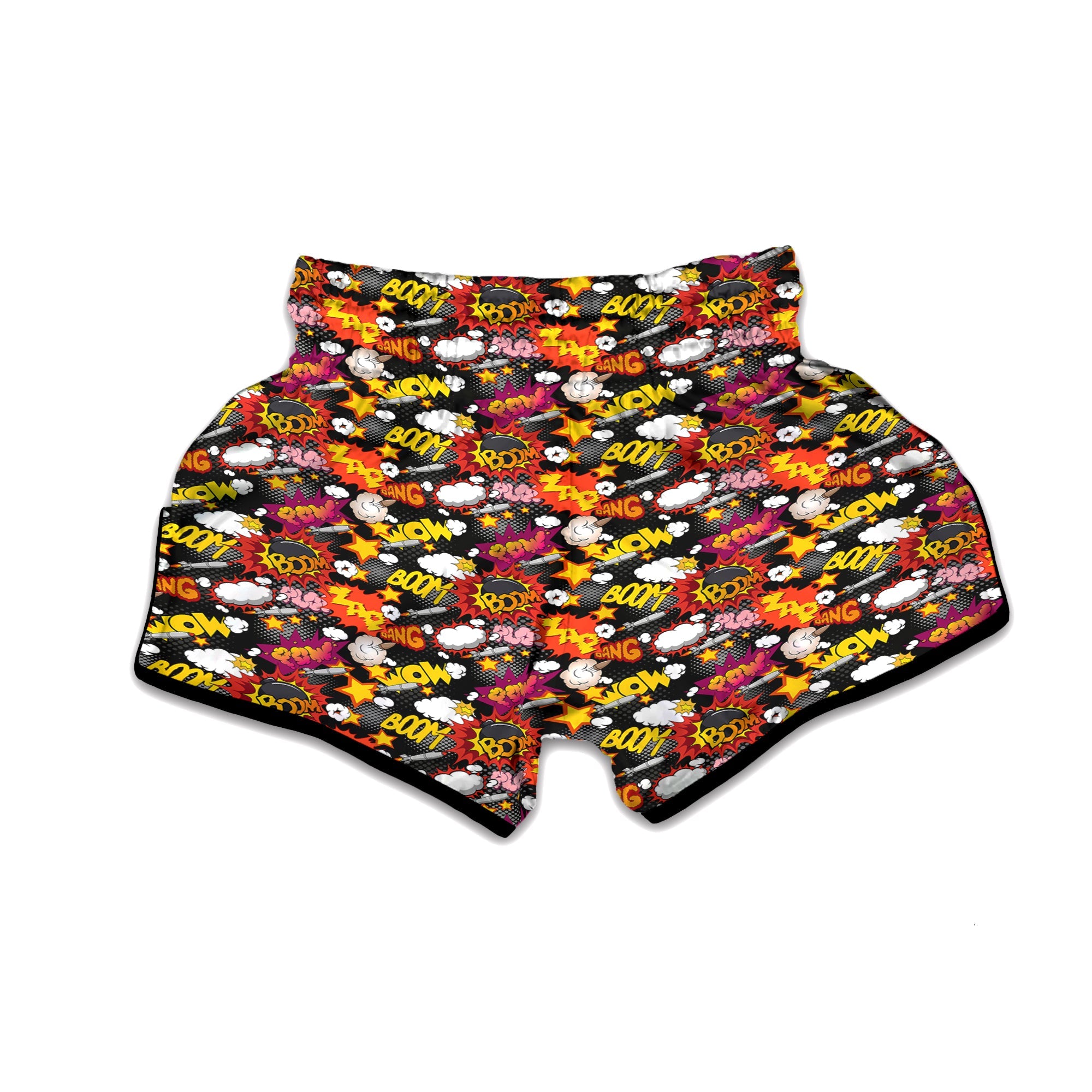 Bomb Boom Comic Graffiti Print Pattern Muay Thai Boxing Shorts-grizzshop