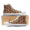 Bomb Boom Comic Graffiti Print Pattern White High Top Shoes-grizzshop