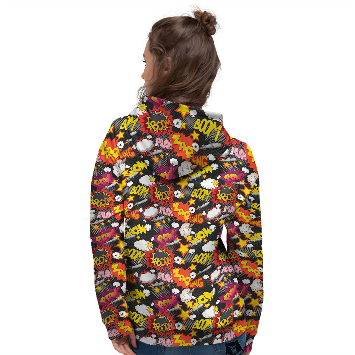 Bomb Boom Comic Graffiti Print Pattern Women's Hoodie-grizzshop