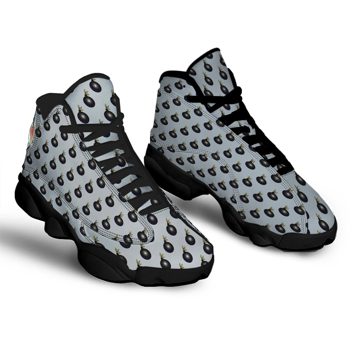 Bomb Vintage Print Pattern Black Basketball Shoes-grizzshop