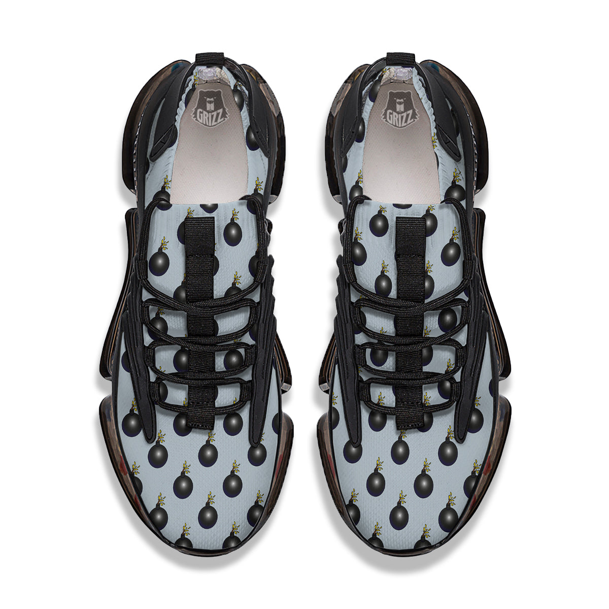 Bomb Vintage Print Pattern Black Gym Shoes-grizzshop