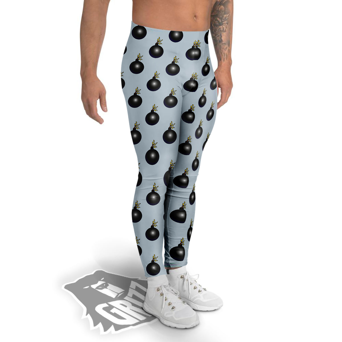 Bomb Vintage Print Pattern Men's Leggings-grizzshop