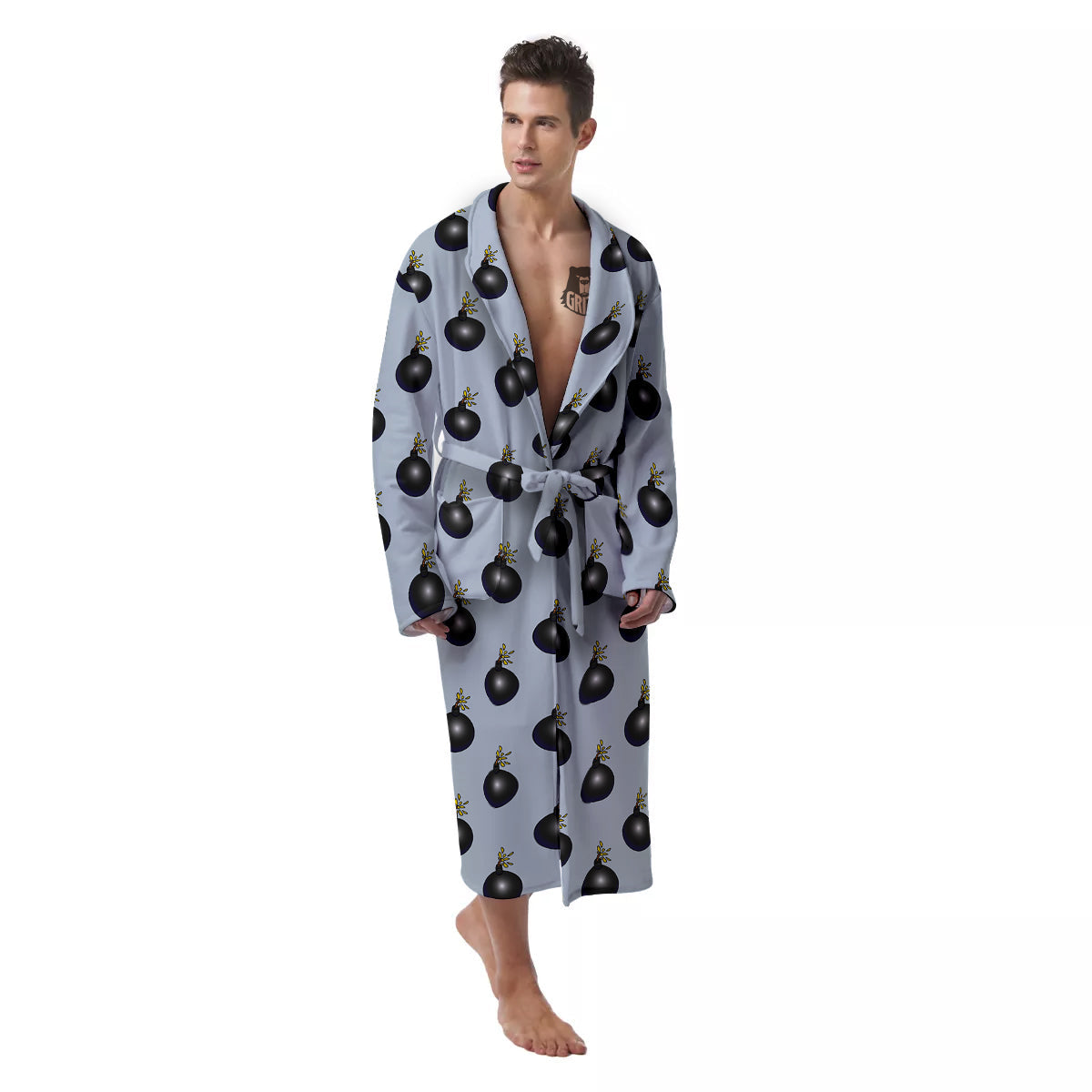 Bomb Vintage Print Pattern Men's Robe-grizzshop