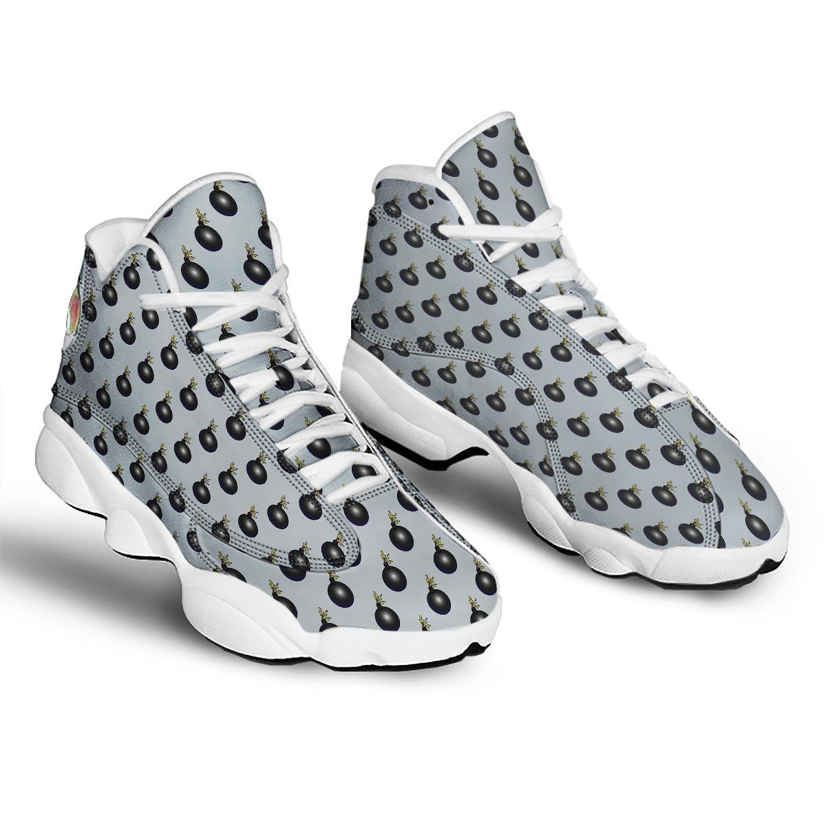 Bomb Vintage Print Pattern White Basketball Shoes-grizzshop