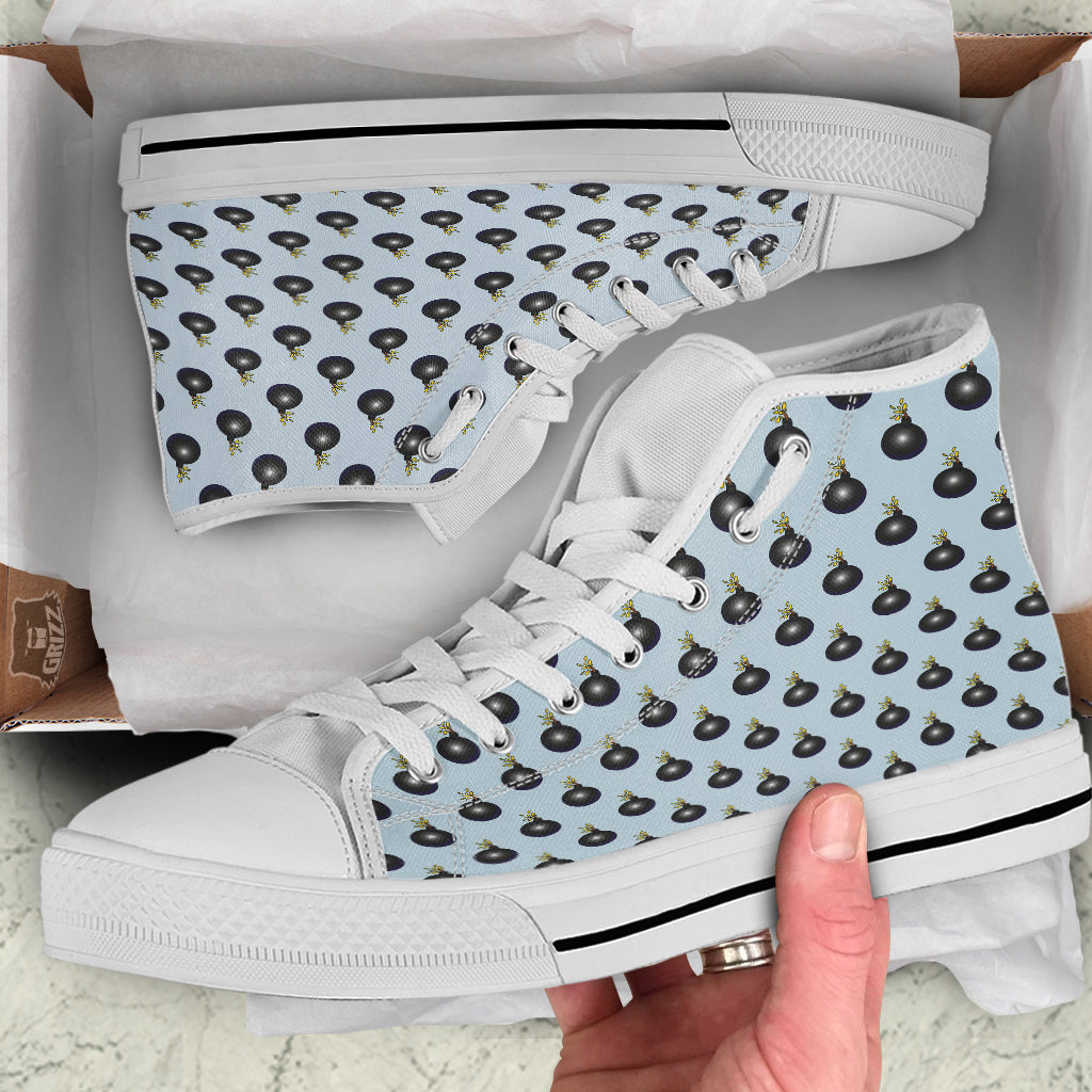 Bomb Vintage Print Pattern White High Top Shoes-grizzshop