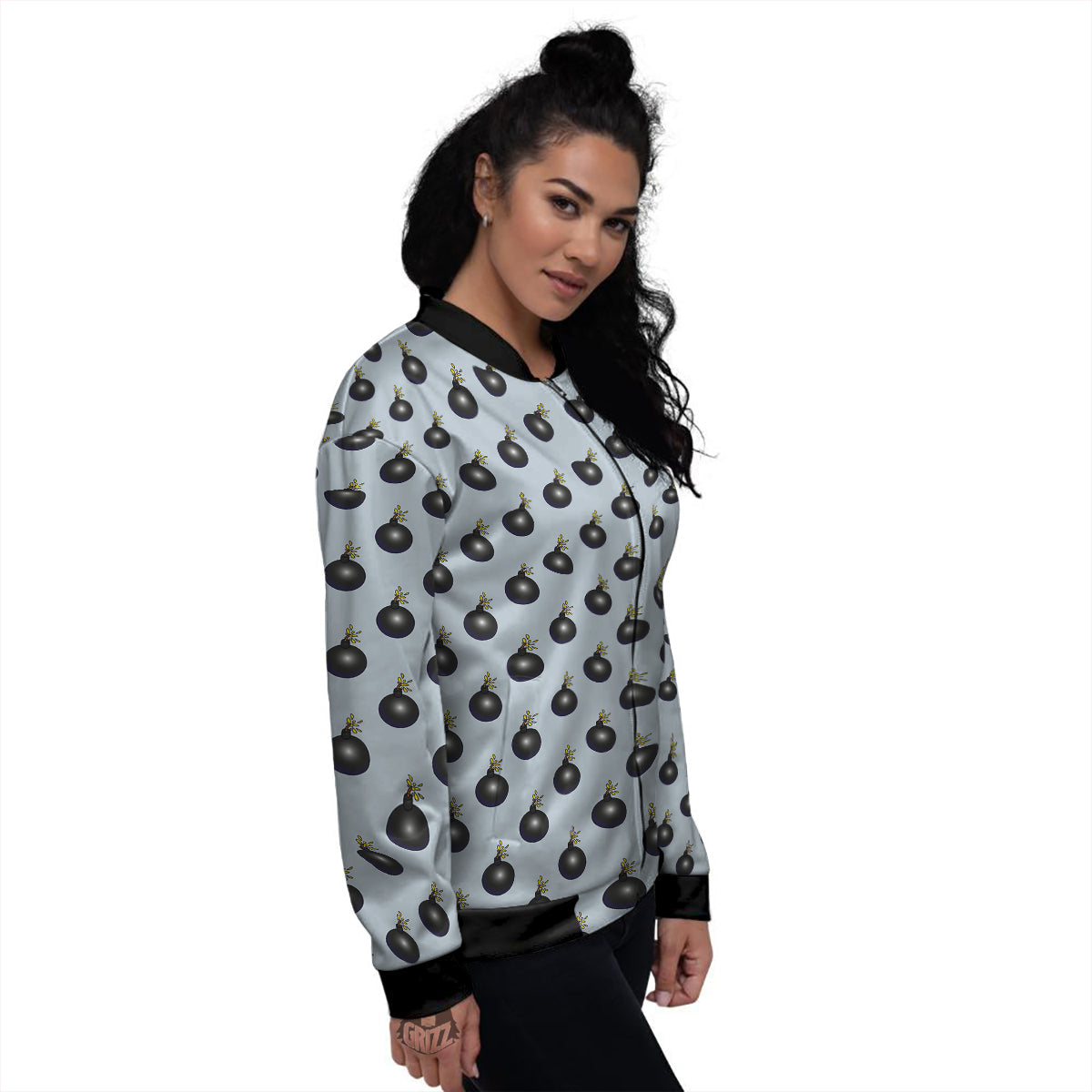 Bomb Vintage Print Pattern Women's Bomber Jacket-grizzshop