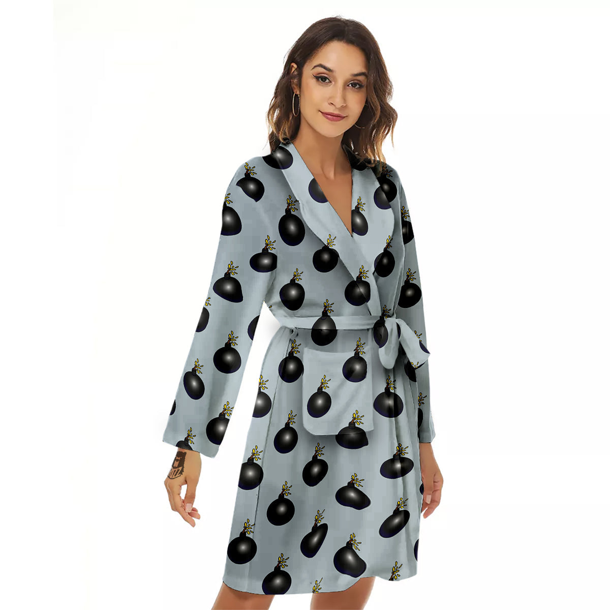 Bomb Vintage Print Pattern Women's Robe-grizzshop
