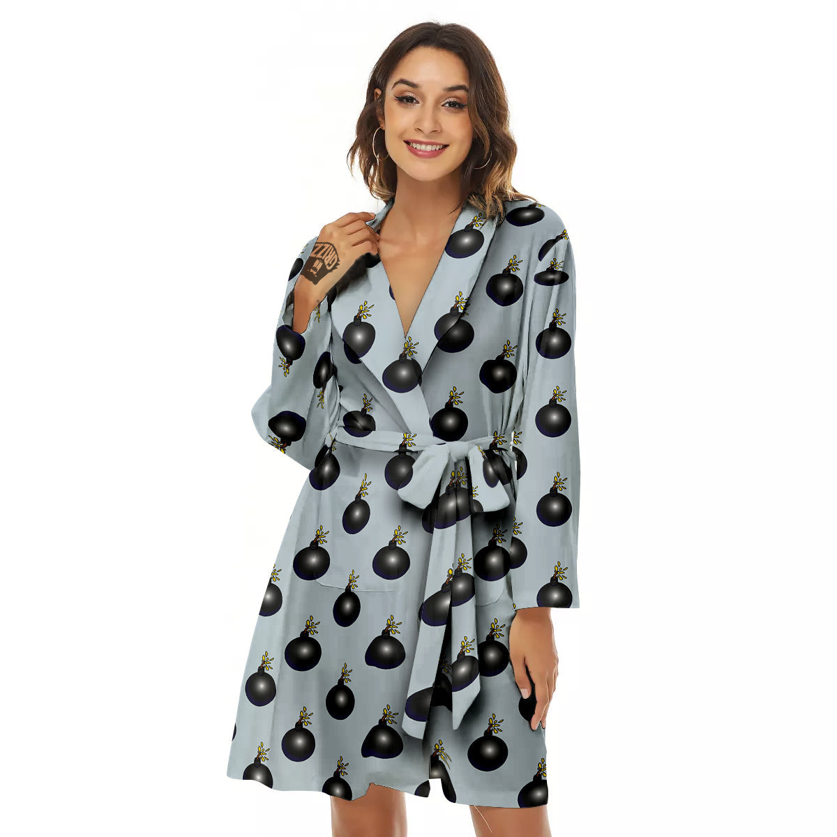 Bomb Vintage Print Pattern Women's Robe-grizzshop