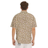 Bone And Beige Paw Print Pattern Men's Short Sleeve Shirts-grizzshop