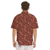 Bone And Brown Paw Print Pattern Men's Short Sleeve Shirts-grizzshop