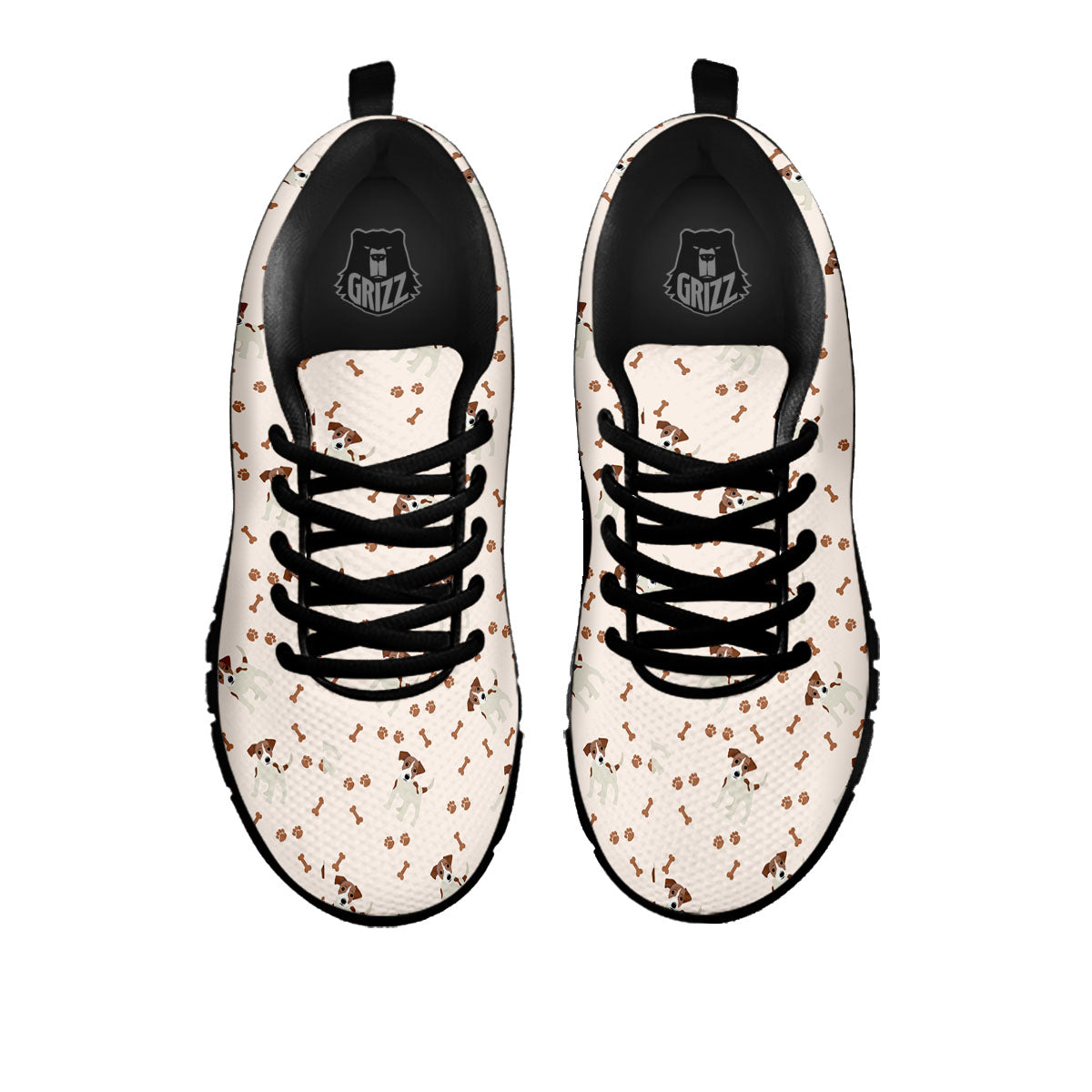 Bone And Jack Russell Terrier Print Pattern Black Sneaker-grizzshop