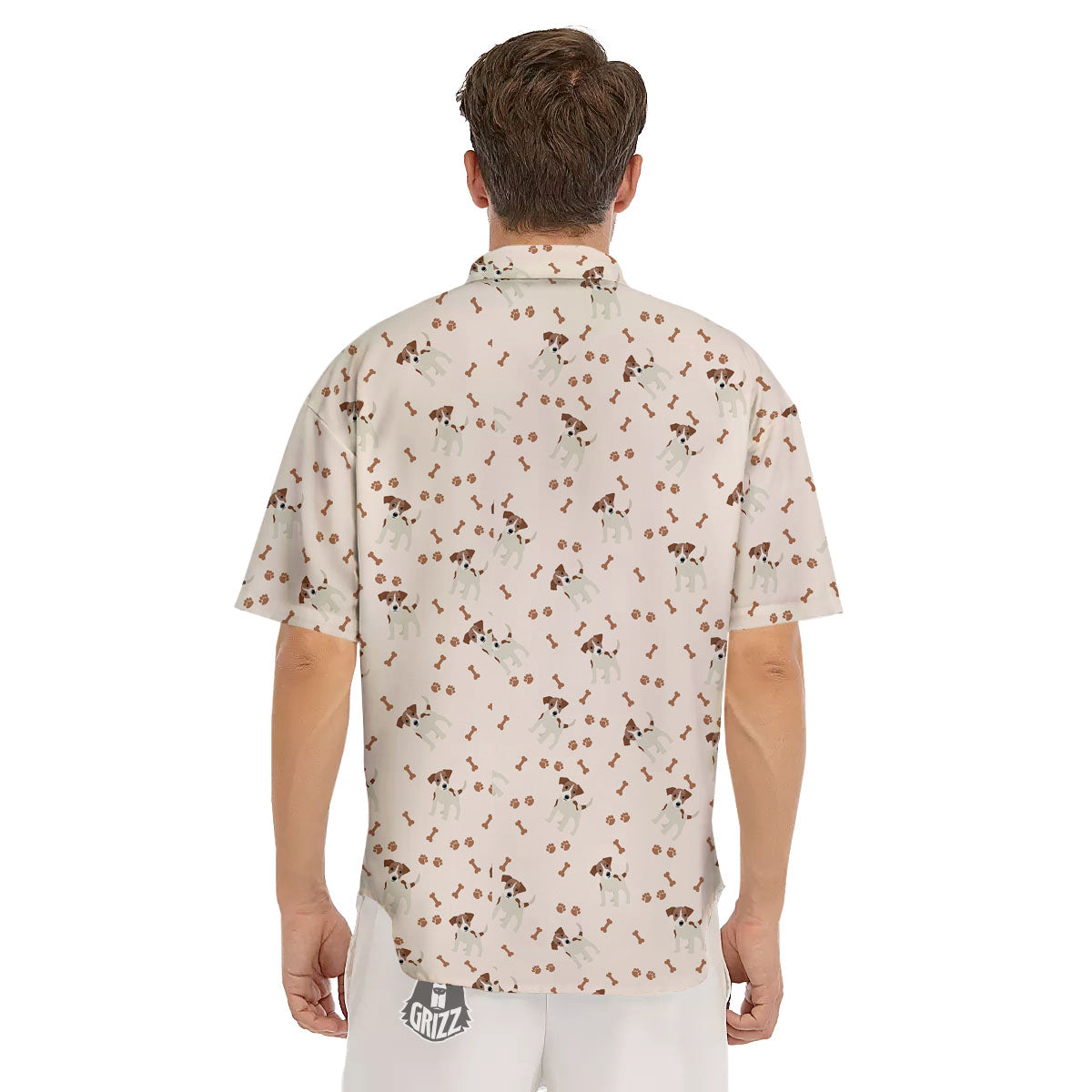 Bone And Jack Russell Terrier Print Pattern Men's Short Sleeve Shirts-grizzshop