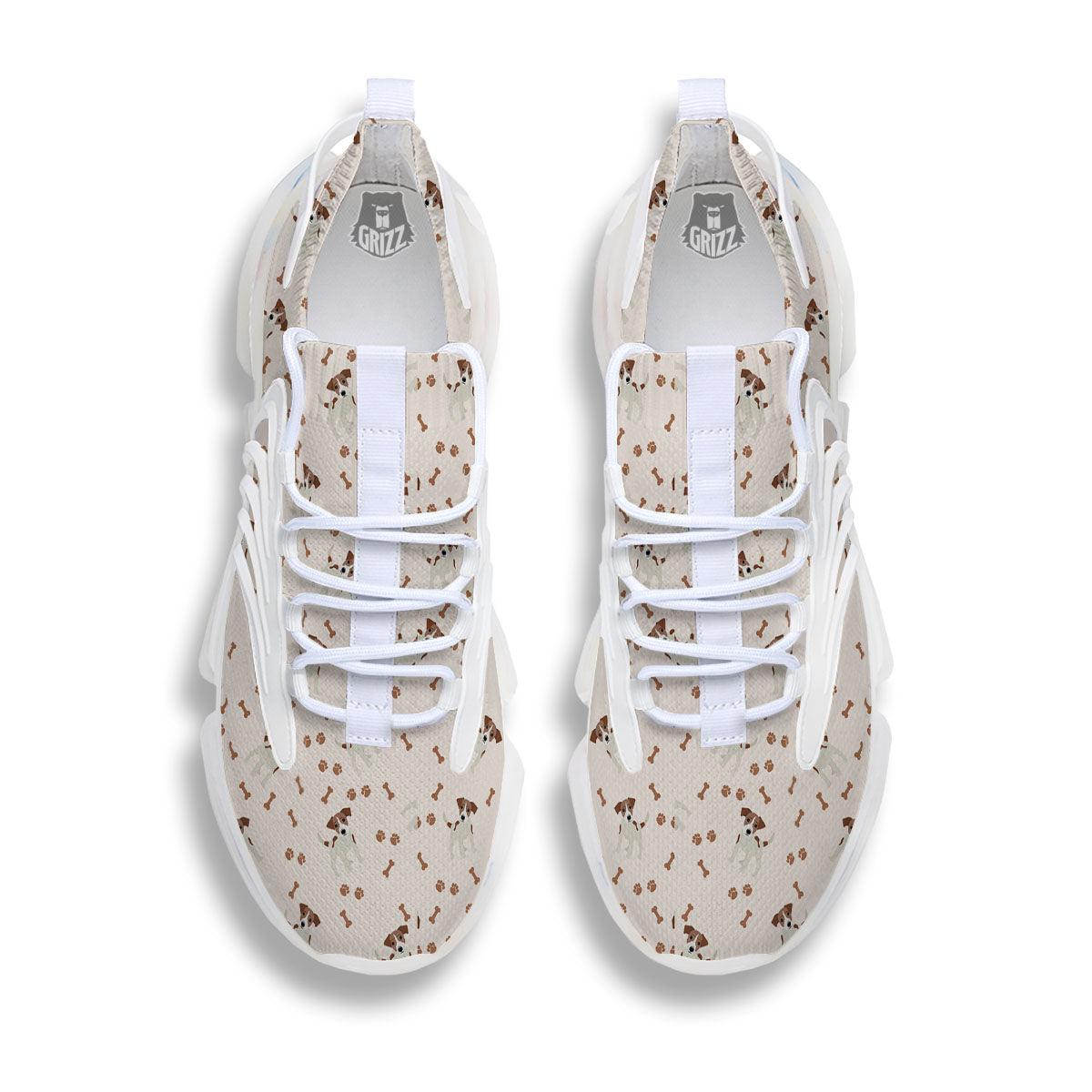 Bone And Jack Russell Terrier Print Pattern White Gym Shoes-grizzshop