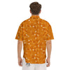 Bone And Orange Paw Print Pattern Men's Short Sleeve Shirts-grizzshop