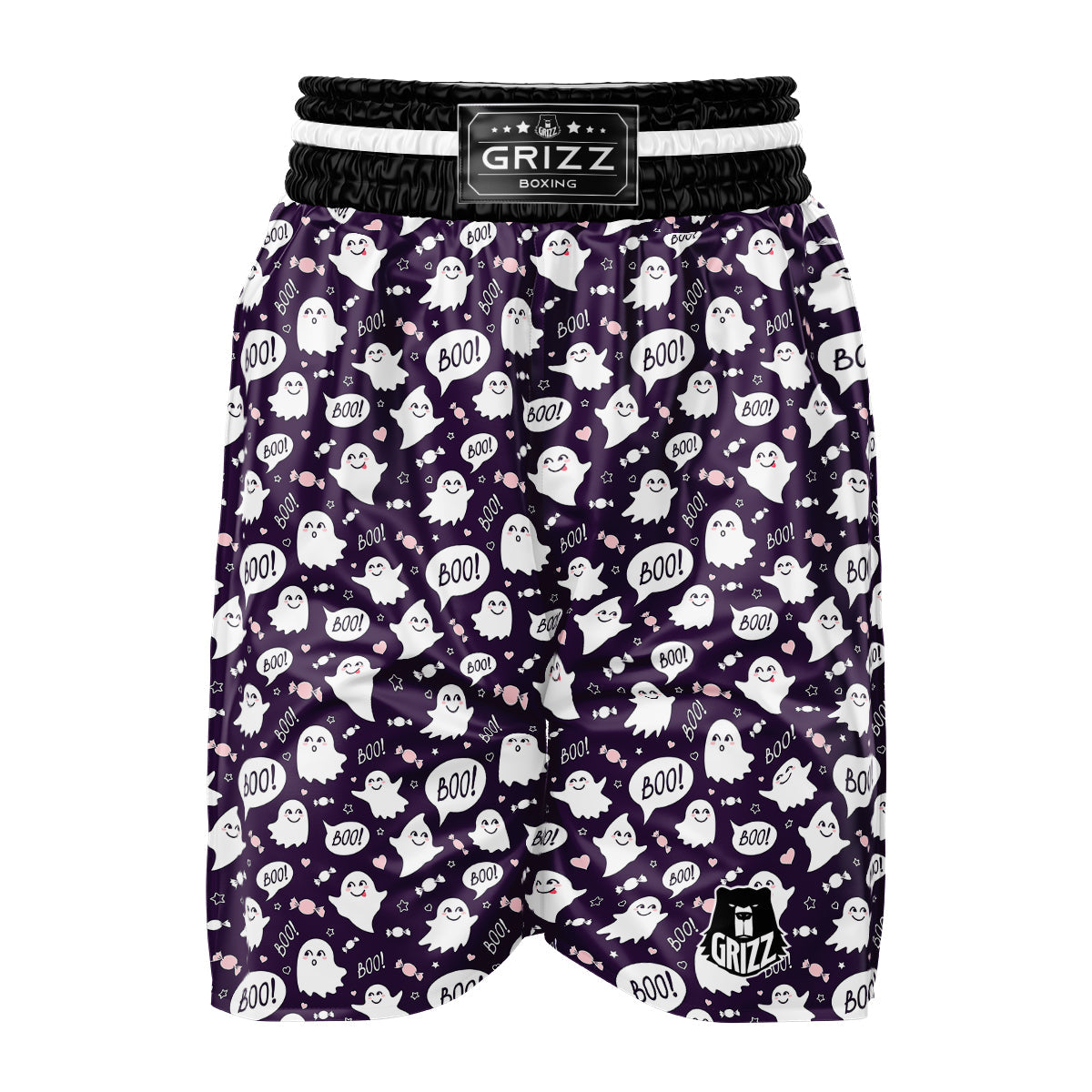 Boo Cute Ghost Print Pattern Boxing Shorts-grizzshop