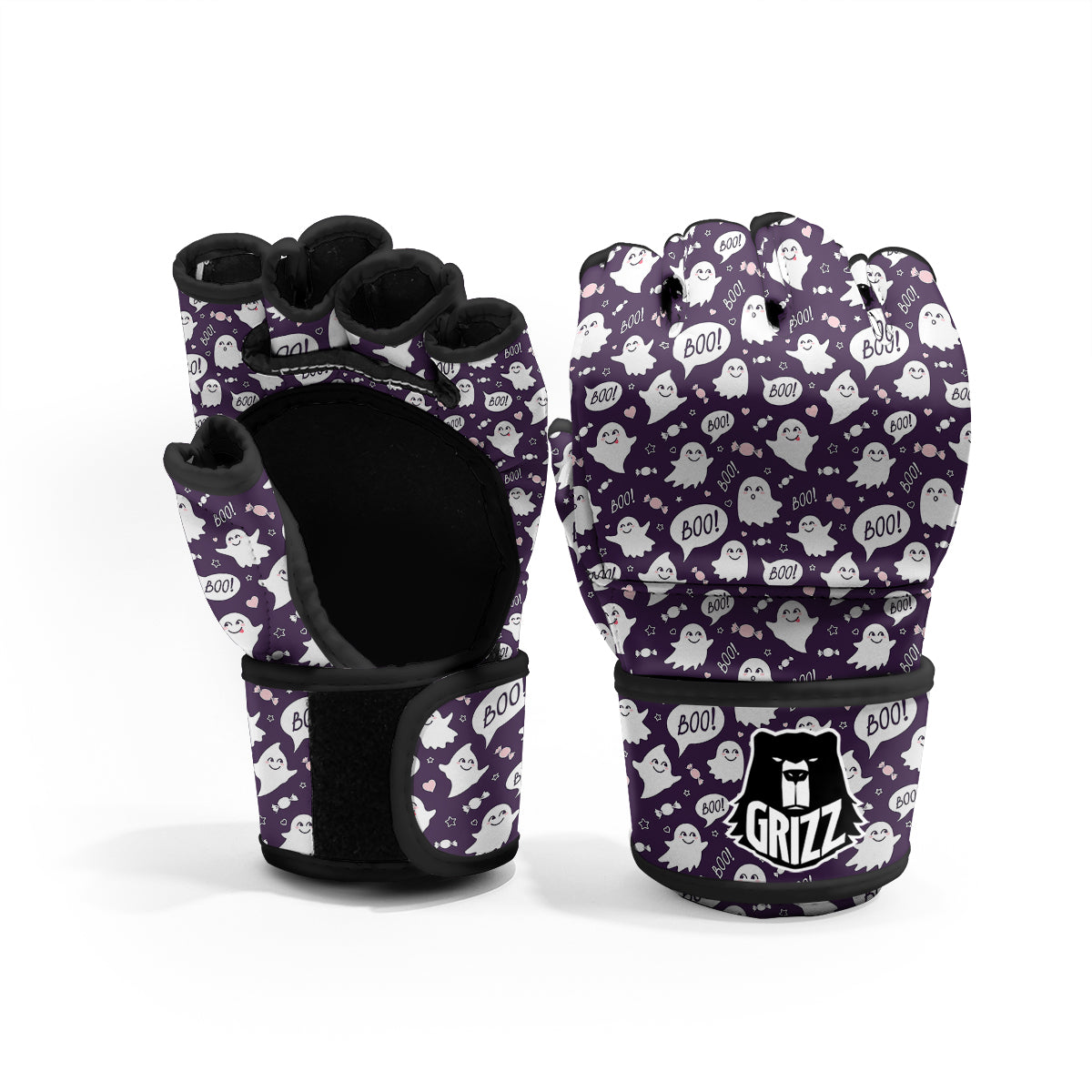 Boo Cute Ghost Print Pattern MMA Gloves-grizzshop